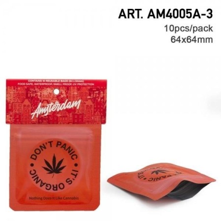 Odor Proof Bags | Amsterdam | Red Green 64x64mm Odor Proof Bags | Amsterdam | Red Green 64x64mm