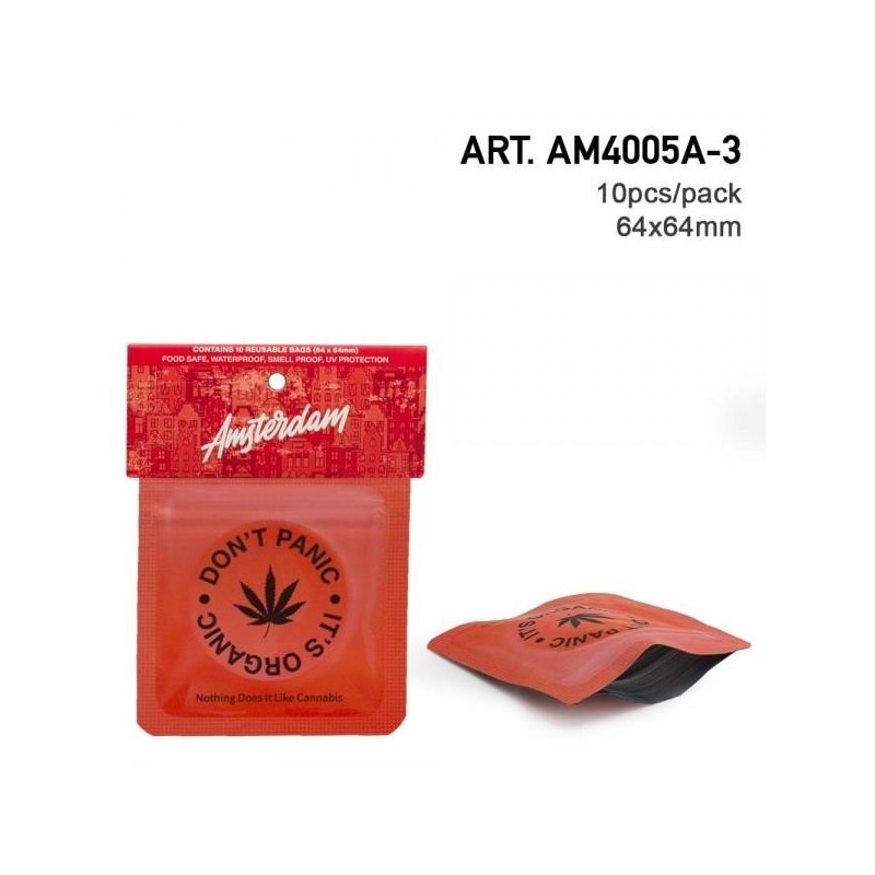 Odor Proof Bags | Amsterdam | Red Green 64x64mm Odor Proof Bags | Amsterdam | Red Green 64x64mm