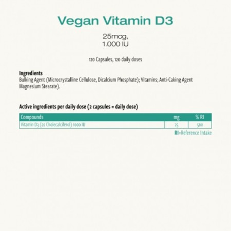 Vegan Vitamin D3 120 capsules | Cibdol