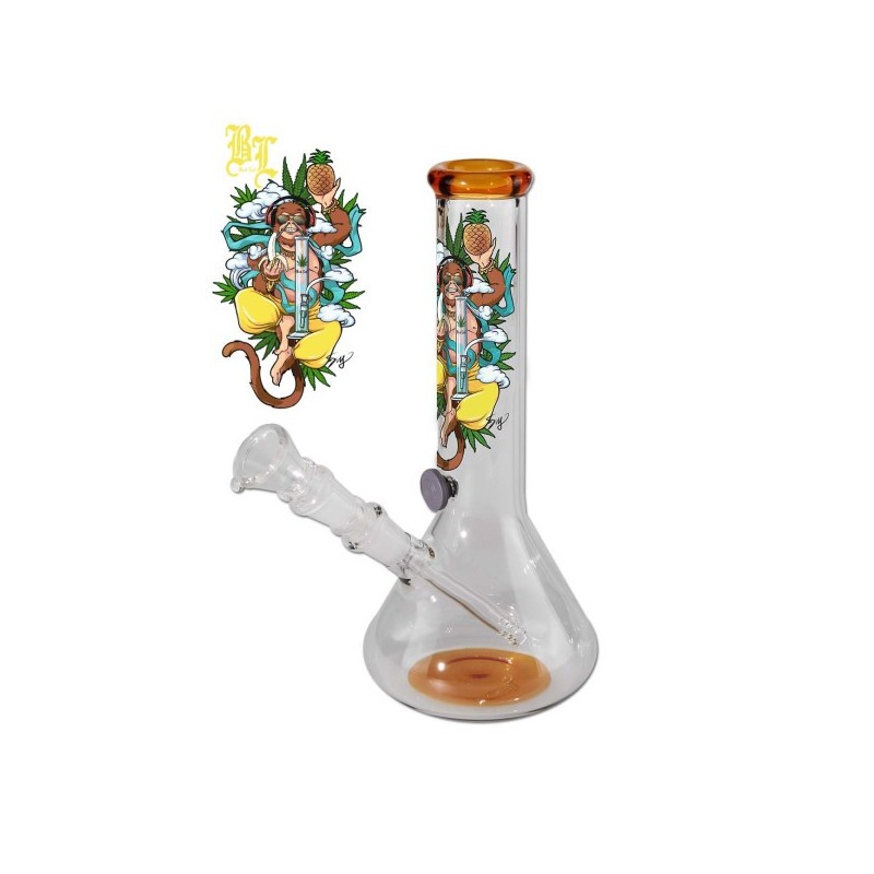 Hanuman Beaker Bong | Black Leaf | Glass