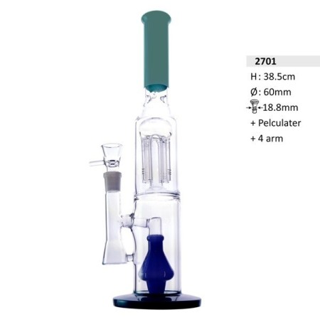 Cylinder 4 Arms Bong | Percolator | Glass