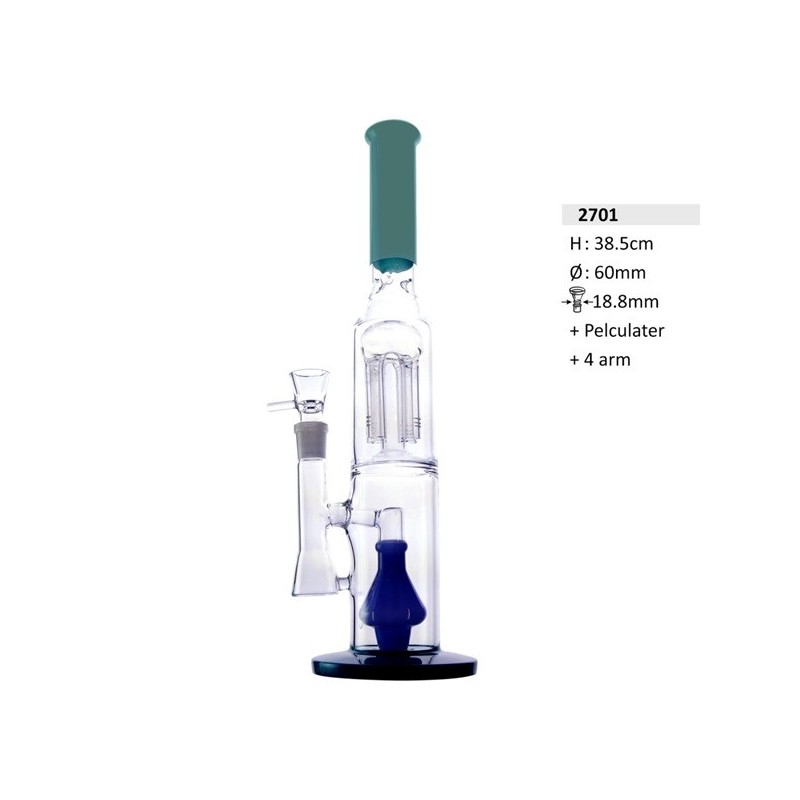 Cylinder 4 Arms Bong | Percolator | Glass